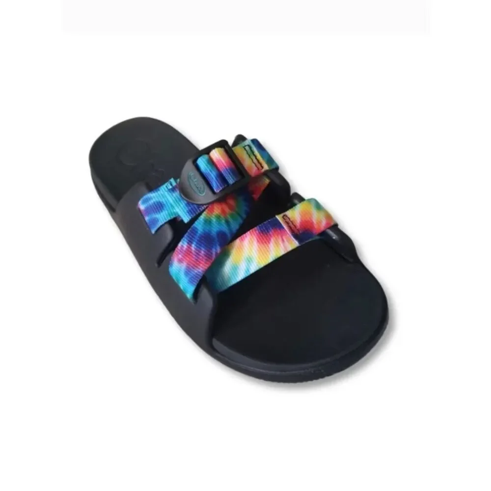 Chaco Chillos Slide Sandals Tie Dye Rainbow Water Shoes 12 NWOT